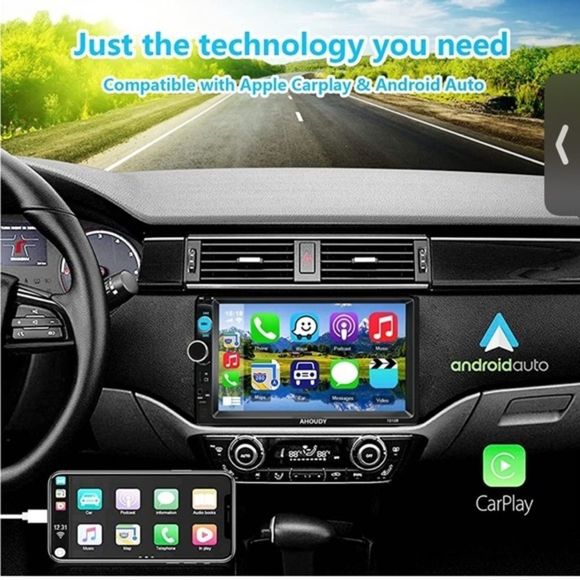 Double Din Car Stereo Compatible with Apple Carplay, 7 InchTouchscreen nwt - Picture 2 of 8